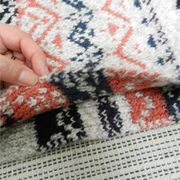 American Eagle Heavyweight Knit Infinity Scarf Beige Orange Southwestern Geo - Picture 8 of 8